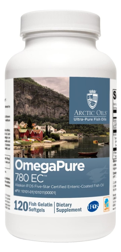 XYMOGEN OmegaPure 780 EC - Alaskan IFOS Five-Star Certified Omega 3 Fish Oil - EPA DHA Fish Oil Supplement- Support cardioviral and Brain Health (120 Enteric- Coated Softgels)