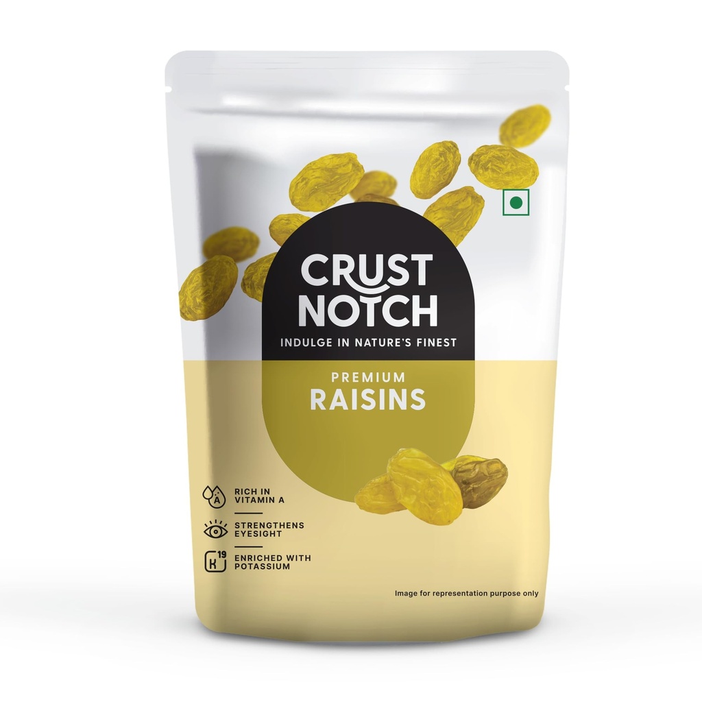 CrustNotch Raisins | Rich in Iron & Vitamin B Fibre & Potassium | Golden Kishmish | Dry Fruits | Healthy and Tasty Snacks | Dried Grapes | (450 gm)