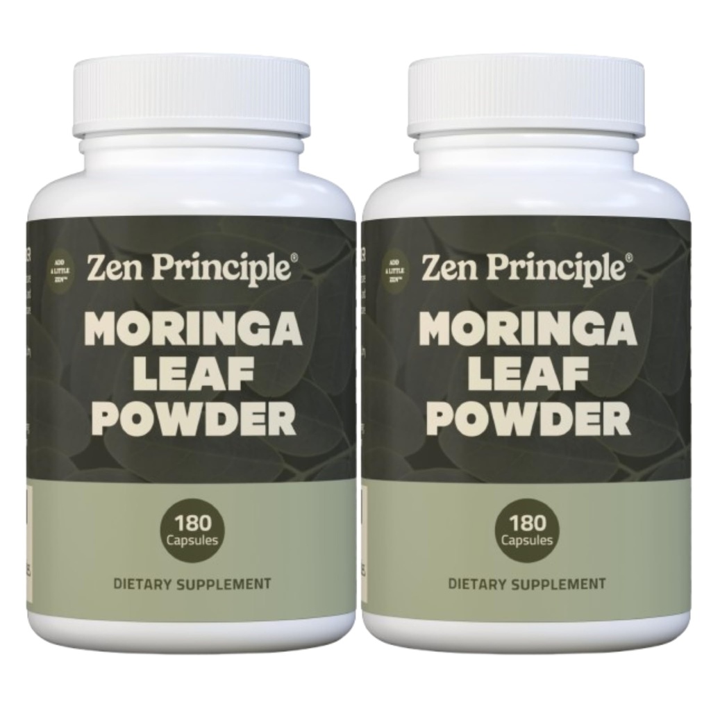 Zen Principle Organic Moringa Oleifera. Ultra- Premium. Zapewnia całą naturalną energię Boost i wielowitaminy. Surowy Superfood, Wegan, Bez GMO i Gluten Free. 360 Kapsułki.