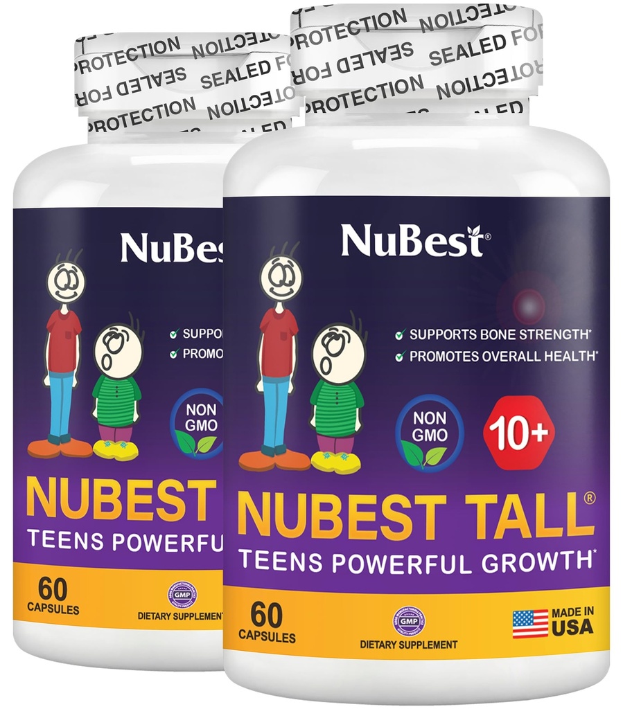 NuBest Tall 10 + - Advanced Bone Strength Formula - Wspiera odporność, zdrowy rozwój & optymalne Wellness - dla dzieci (10 +) & Nastolatków, którzy piją mleko codziennie - Pack 2