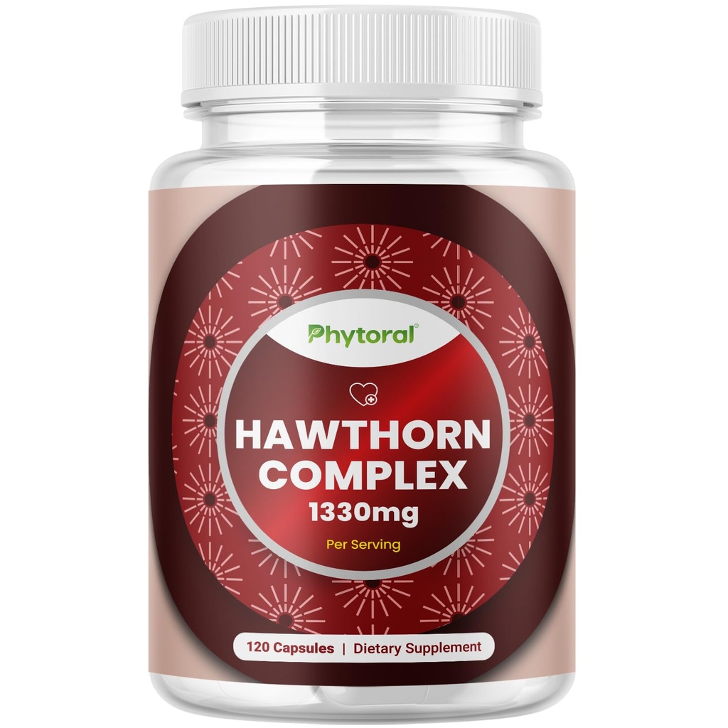 High Strength Hawthorn Berry Capsules - Pure Antioxidant Hawthorn Berry Supplement with Leaf & Flower Extract 4:1 for Heart Health & Digestion - Energy Support for Men & Women - 120 Count Pack