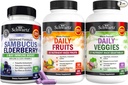 Bioswartz Daily Fruits and Veggies Supplement for Women and Men (2 Month Supply) Plus Elderberry with Zinc and Witamina C for Dorothy Immune Support (2 Month Supply)