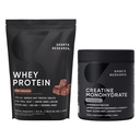 Sports Research ® Monohydrat kreatryny (10.58 oz) i holenderskie białko serwatki czekoladowej (2 lbs), Dynamiczny Duo dla Lean Muscle Building, Poprawa wydajności i siły i odzyskiwania treningu