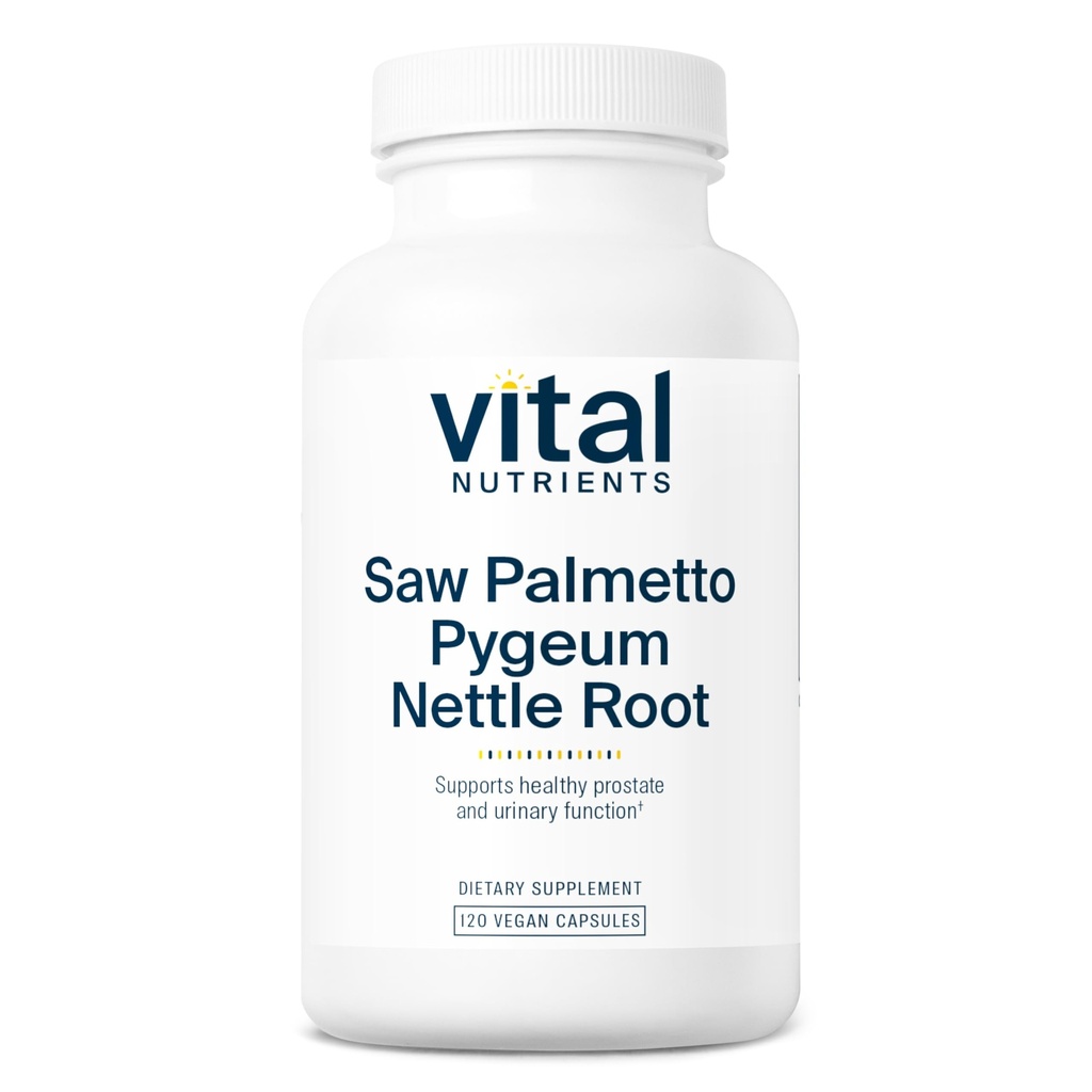 Vital Nutrigents Saw Palmetto with Pygeum & Nettle Root - Vegan Saw Palmetto for Men Supports Healthy Prostate Function * - Gluten, Dairy, Soy Free - 120 kapsułki