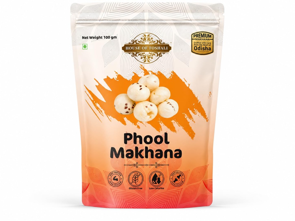 House of Toshali Premium Handpicked Phool Makhana (Fox Nuts) | 100% Natural, Crunchy & Fresh | High Protein, Rich in Fiber | Healthy Guilt-Free Snack | No Preservatives | Gluten Free|