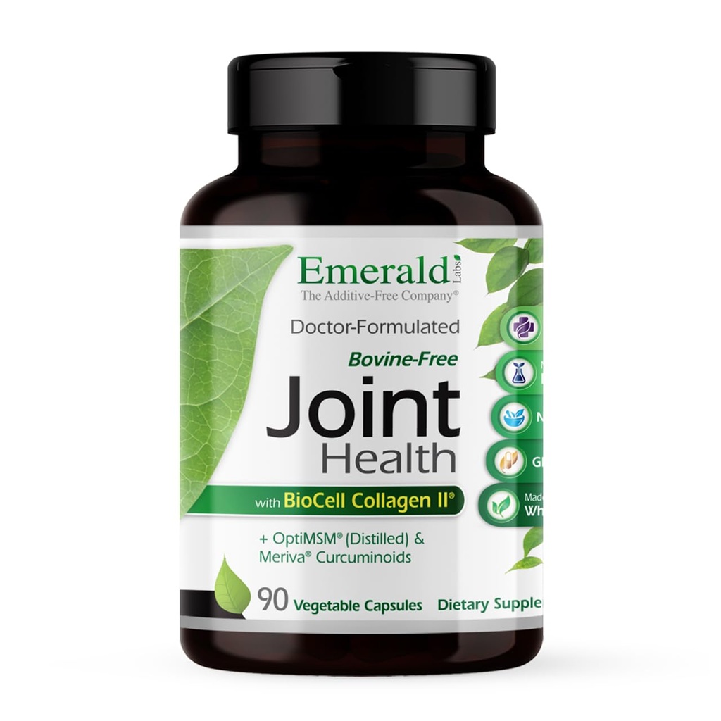 EMRALD LABS Joint Health - Biocell II Collagen, OptiMSM, Glucozamine, Meriva Turmeric Curcuminoids & More - Joint Health, Mobility & Flexibility Support * - 90 Kapsułki warzyw (30- Day Supply)
