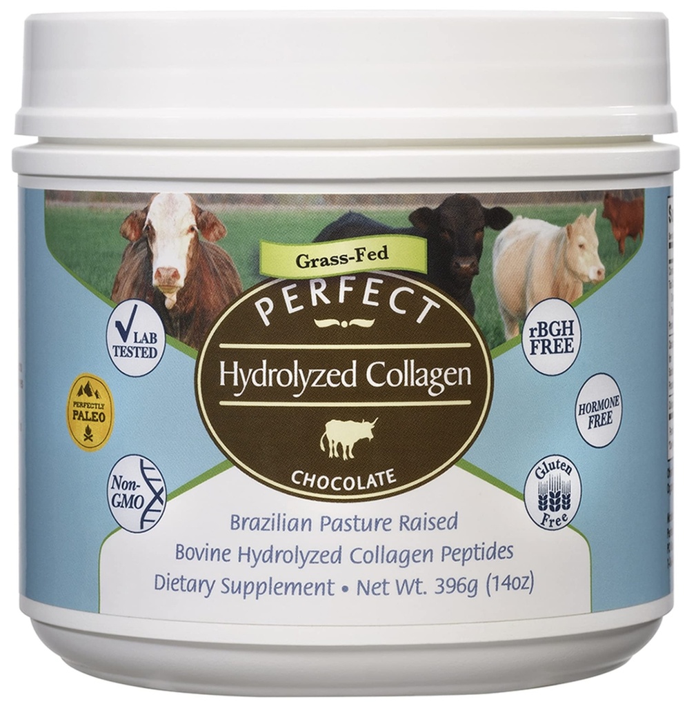 Perfect Supplements - Perfect Hydrolizated Collagen Chocolate - 396 Grams - Bovine Hydrolizated Collagen Peptydes - Pesticide & Hormon Free - Brazylijskie Pasture Wzrost
