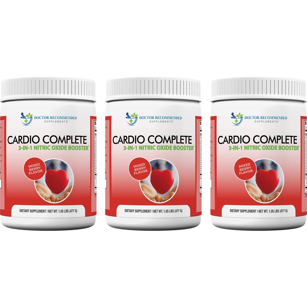 Cardio Complete - Heart Health Support Powder Supplement - 3- in-1 Booster tlenku azotu z 5000 L- Arginina, 1000 mg L- Citrulina i Hawthorn Berry