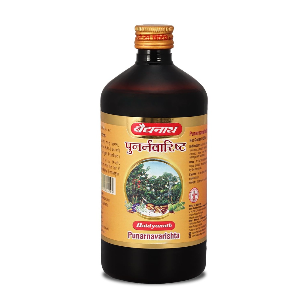 Baidyanath Ayurved Punarnavarishta - 450ML | An Ayurved Formulation Helpful In Liver & Kidney Disorders, Body Pains, Skin Diseases