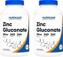 Nutricost Cynk Glukonian 240 Kapsułki wegetariańskie (50mg) (2 butelki) - Gluten wolny i Non-GMO