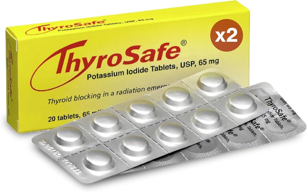 65mg tabletki zawierające jodek potasu (40 opakowań) - chroni Twojego tarczycy przed promieniowaniem jądrowym