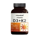 NatureBell Witamina D3 5000 j. m. + K2 100 μg, 240 Softgeli 124; Codzienne 2- in-1 Formuła z Virgin Coconut Oil 124; Kości, Serce i wsparcie immunologiczne 124; MK- 7 Forma 124; Non-GMO, Gluten- Free