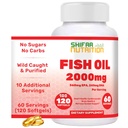 SHIFAA NUTRITION Halal Fish Oil 2000mg Softgels with 360mg EPA & 240mg DHA. 100 Wild Caught & Non-GMO Omega 3 Softgels for Heart & Brain Health. Burless, Easy- to- Połknięcie oleju rybnego Omega 3 Suplementy