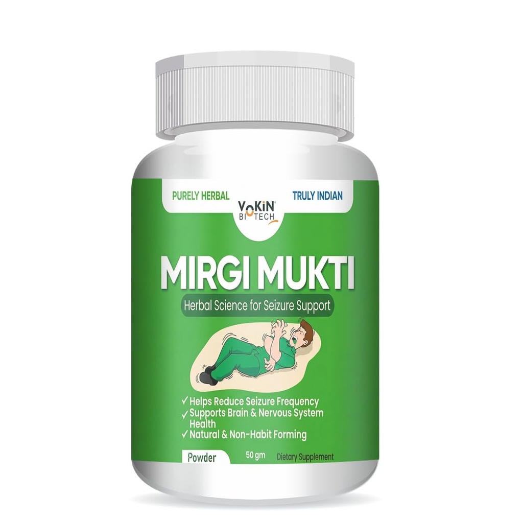 Vokin Biotech Mirgi Mukti Herbal Powder 50 gm | Brain & Nervous System Support Supplement | Purely Herbal Formula | Non-Habit Forming | Powder Form