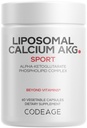 Codeage Liposomal Wapnia AKG Supplement - Calcium Alpha- Ketoglutaran - 2-Miesiąc Dostawy - Dostawa liposomalu - 1 Kapsułka na Podawanie - Non-GMO, Gluten- Free - 60 Kapsułki