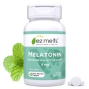 EZ Melatonina rozpuszczalna, 5 mg, bez cukru, 2-miesięczne dostawy, Cool Mint- Flavored - 1 opakowanie