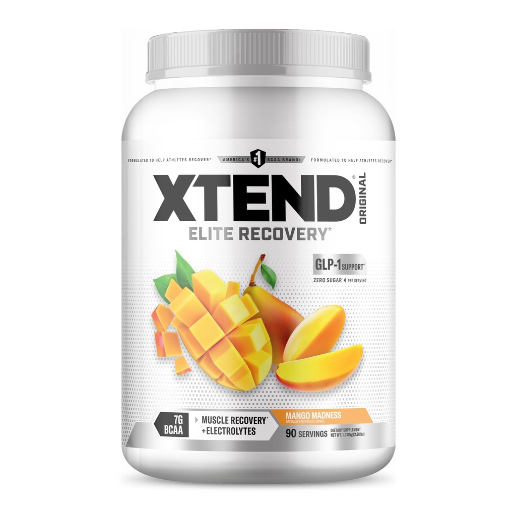 XTEND Oryginalny BCAA proszek Mango Madness 124; Sugar Free Post Workout Muscle Recovery Drink with Amino Acids Bird 124; 7g BCAA dla mężczyzn i kobiet 124; 90 Służenie