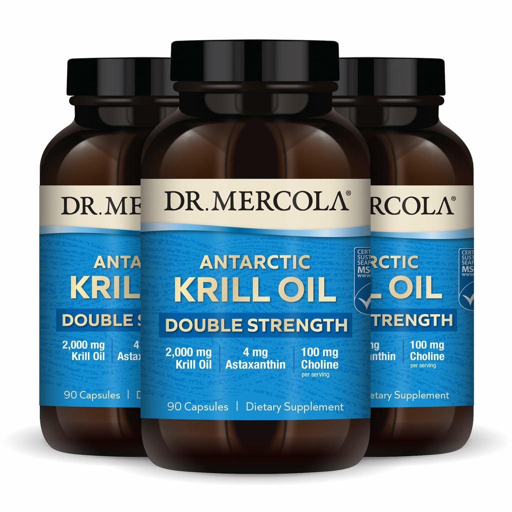 Dr Mercola Antarktyka oleju kryla podwójna siła - 2000 mg - Omega-3 Suplement z EPA & DHA - Wspomaga mózg, serce, Joint & Immune Health - GMO- Free & gluten- Free - 270 Kapsułki (90 Servings)