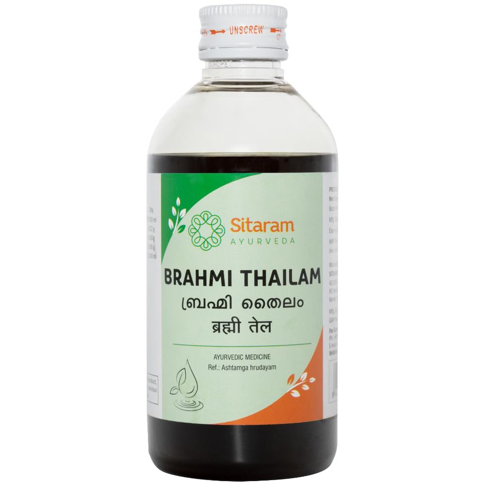 Sitaram Ayurveda Brahmi Tailam | Ayurvedic Hair & Head Care Oil with Brahmi & Sesame | Supports Calm Mind, Sleep & Scalp Nourishment | 200 ml