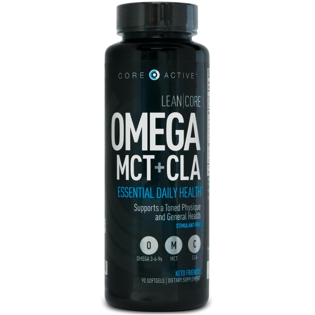 Lean CORE Omega MCT + CLA - Stymulant Free Health Formula, Lean Muscle & Toned Physique, Omega 3- 6- 9 Kwasy tłuszczowe - Olej lniany - Olejek kokosowy - Keto Friendly 30 Day Supply (90 Softgels)