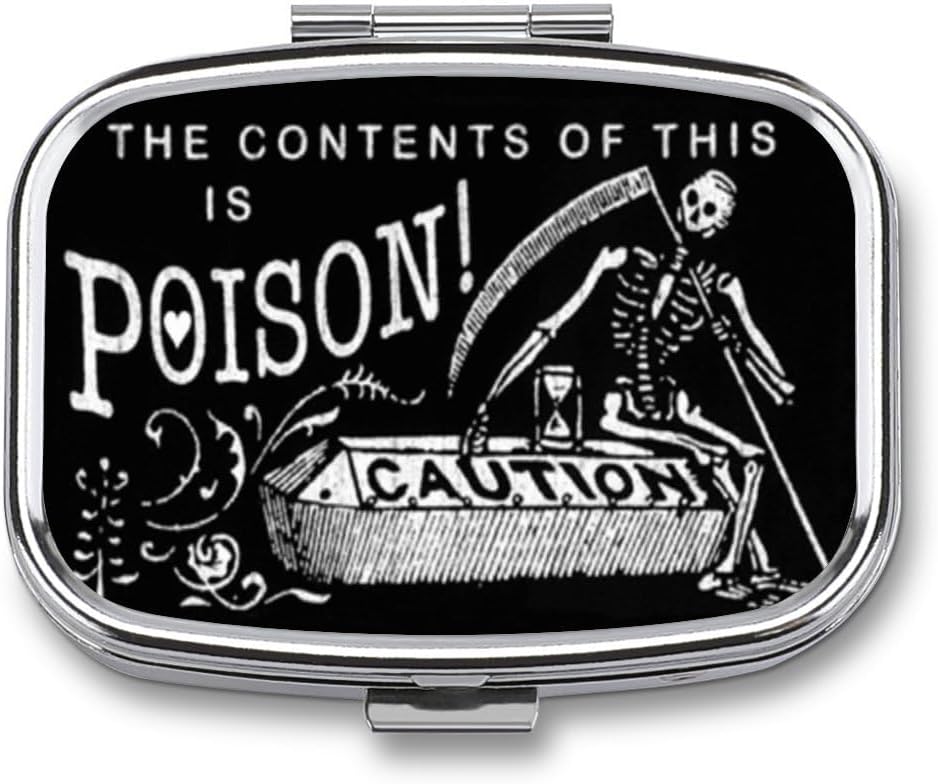 Metal 2 Collect Pill Organizator Travel Friendly Portable Compact Pill Box Cute Pill Case do przechowywania witamin, Olej rybny, Suplementy, Leki, Tabletka do torebki, Pocket. (Black Scythe)