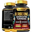 Suplement berberyjski dla mężczyzn i kobiet, Formuła 8in1 z Quercetin, Turmeric, Jabłko Cydr Ocet, Burak korzeniowy i więcej - Digestive, Wsparcie immunologiczne - Bogaty w odżywki - 90 Kapsułki