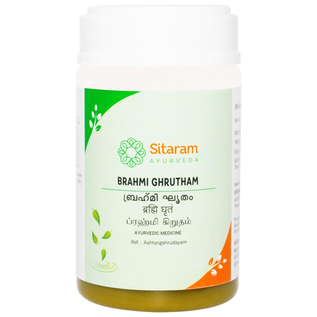 Sitaram Ayurveda Brahmi Ghritam | Ayurvedic Herbal Ghee Supplement with Brahmi | Supports Memory, Focus, Mental Calm, Cognitive Wellness & Nervous System Balance | 150 g