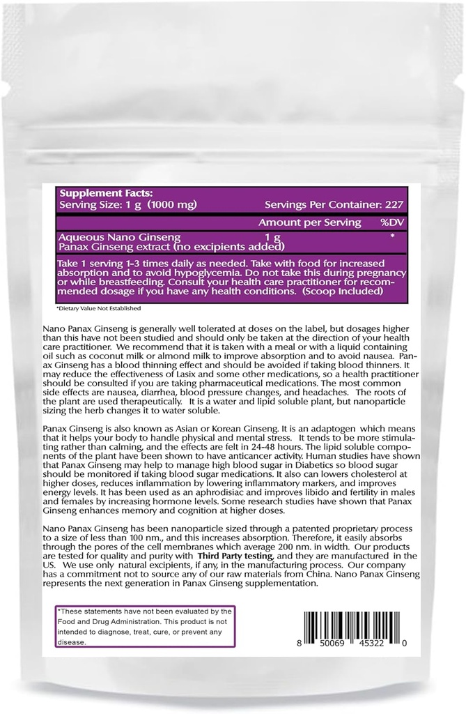 One Planet Nutrition Nano Panax Ginseng Powder 8 oz (227 Servings), Koreański ekstrakt Ginseng, Nano for Enhanced Absorption, Wzmacnia energię & Stamina, Non-GMO, Wegan, Gluten Free