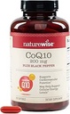 NatureWise CoQ10 200mg + Black Pepper Softgels - Wysoka Absorpcja Koenzym Q10 + Czarny Pepper - Przeciwutleniacz dla Heart Health + Cellular Energy - Wegan, Non-GMO, Gluten- Free - 200 Count [200- Day Supply]