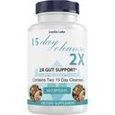 15 Day Cleanse 2X - Double Gut & Colon Support - Advanced Gut Cleanse Detox for Women & Men with Alfalfa, Cascara Sagrada, Probiotics & Psyllium Husk - Non-GMO - Made in USA - 60 kapsułki (1 butelka)