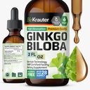 BIO KRAUTER Ginkgo Biloba Extract - Liquid Ginkgo Biloba Supplements for Brain - Wegan, Alkohol & Cukier Free - 2 Fl Oz