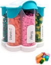 Extra Duży Pill Organizator Codzienne, Tygodniowy, Miesięczny Suplement Butelka, Cute Blossom Pill Dispenser z 7 XL Komory, Easy- Open Pill Box dla witamin, Leki, Etykiety Zawarte (Teal)