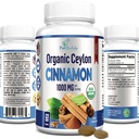 Cynamon organiczny - 1000mg na jedną porcję, Certified Organic True Cynamon Suplement, przeciwutleniacz, Szybka absorpcja - 60 Tabletki