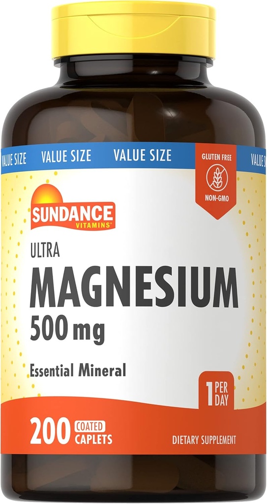 Sundance Magnez Supplement Agregat 124; 500mg Agregat 124; 200 Count Agregat 124; Vegetarian, Non-GMO and gluten Free Agregat 124; Magnezu Oxide