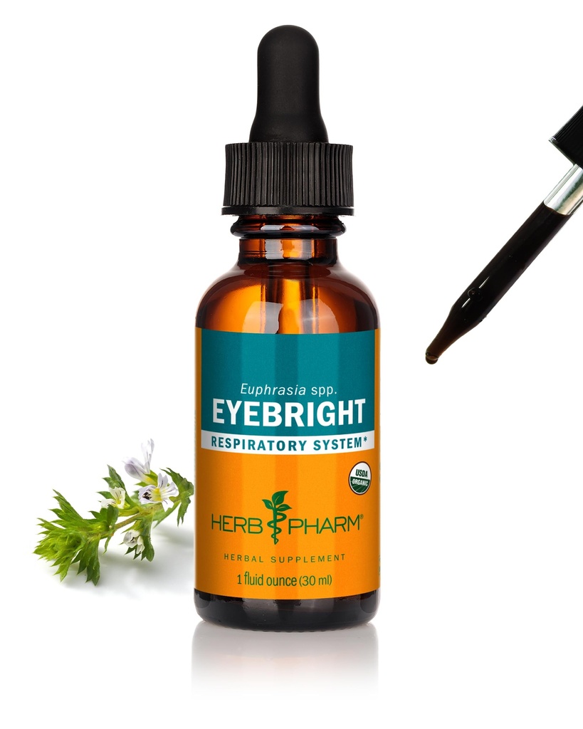 Herb Pharm Certified Organic Eyebright Liquid Extract for Research System Support - 1 unce, clear
