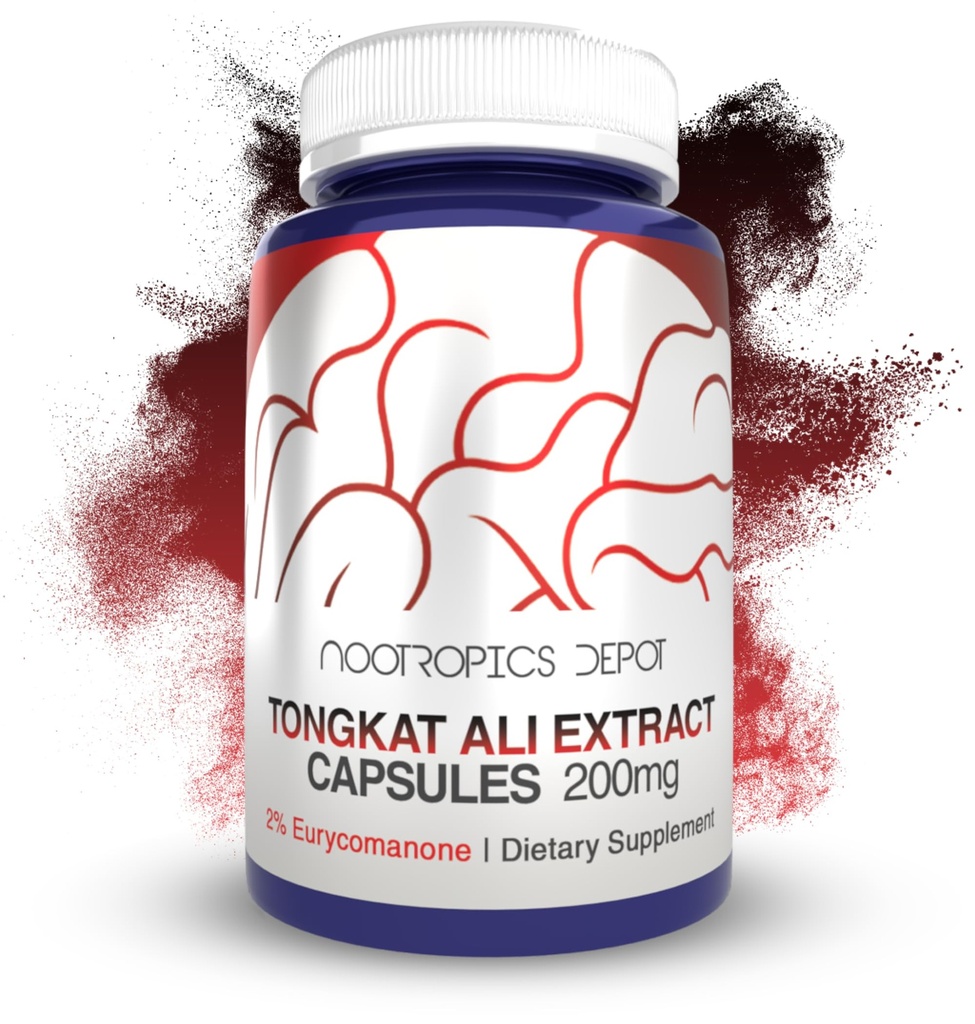 Nootropics Depot Tongkat Ali Ekstrakt Kapsułki 124; 200mg 124; 60 Hrabia 124; 2% Eurycomanone przez HPTLC 124; Eurycoma longifolia Root Extract