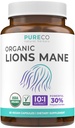 Kapsułki Organic Lions Mane Supplement - USDA Organic Mushroom Supplement Kapsułki z 1000mg Lwie 's Mane 10: 1 Wyciąg na serwowanie z 30% Polisacharydów - Vegan & Non-GMO (1 Miesiąc dostaw)