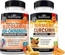 Kurkumina Turmerowa BioSchwartz z ekstraktem Black Pepper 1500mg Complex (1 Miesiąc Dostawy) Plus Glukozamina Chondroitin MSM Triple Strength Joint Support Support Supplement (1 Miesiąc Dostawy)