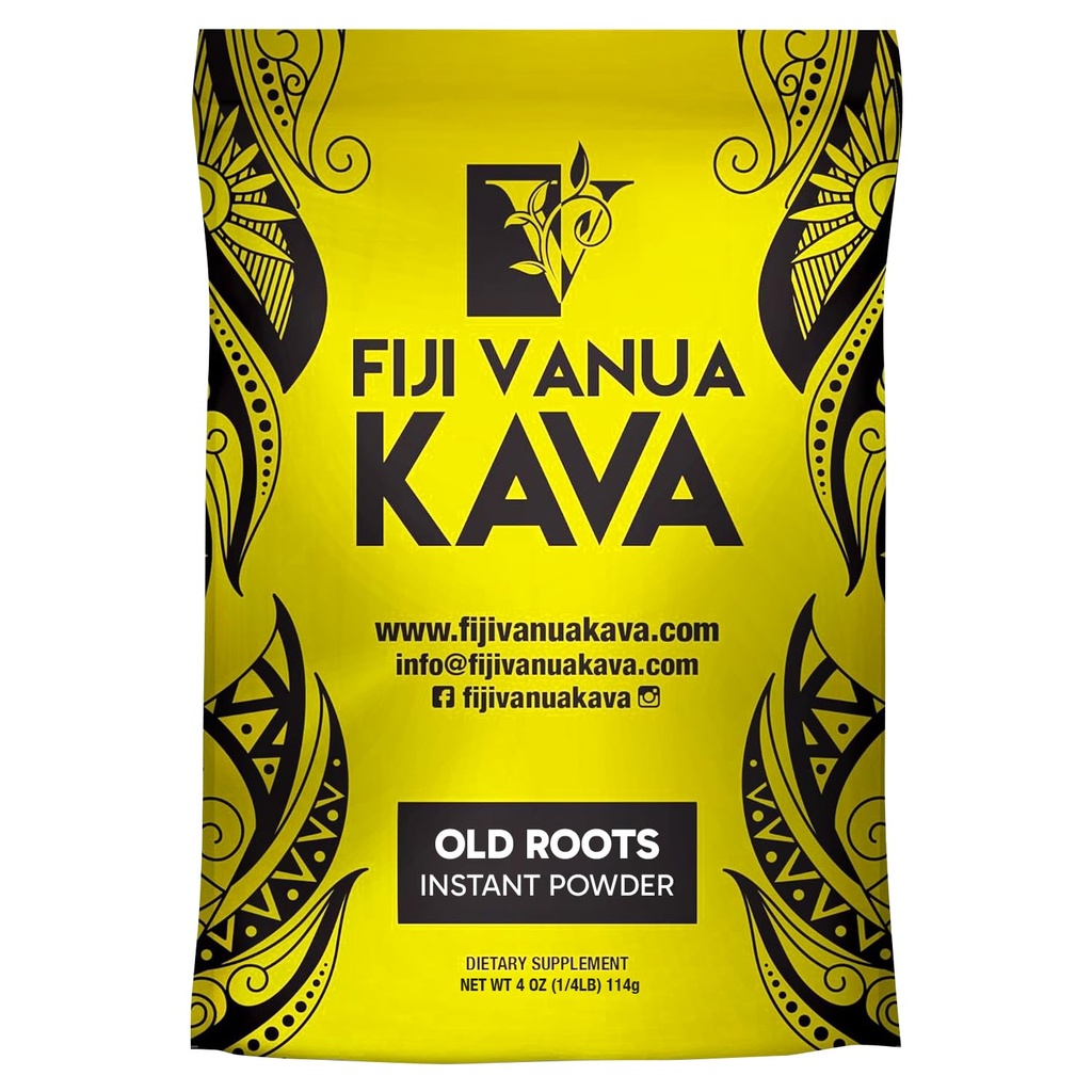 Fidżi Vanua Kava Instant Old Roots Kava Proszek, odwodniony zielony sok Kava Drink Proszek, Łatwy do przygotowania liquid- Rozpuszczalny, Fijian Instant Noble, Herbal Suplement, 4 oz