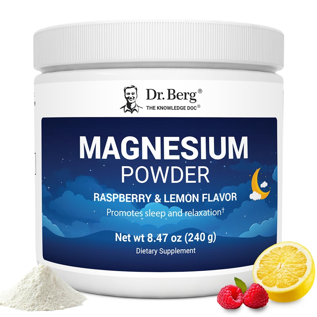 Dr Berg Magnezu Glicynian Proszek do snu, Relaks, & Relief stresowy - Teraz obejmuje witaminy D3 i cynku - Pyszne Malina i Lemon Flavor (50 Słupki) Magnezu Proszek - Magnezu Drink Proszek