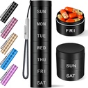 Aluminiowy Travel Pill Organizator, Tygodniowy Metal Pill Case, Pill Holder, Wilgocioodporny Waterproof Codziennie Pill Box 7 Dzień, Duży pojemnik Pill do przechowywania witamin, Leki, Suplementy