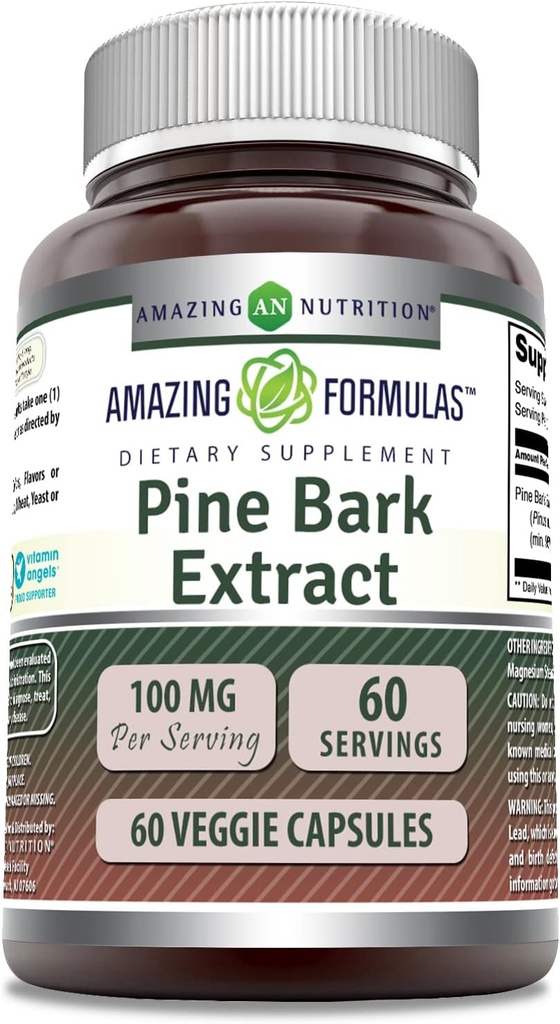 Ekstrakt Sosny Bark 100 Mg Xi124; Suplement Kapsułek Wegetariańskich XI124; Non-GMO XI124; Non-GMO XI124; Non-GMO XI124; 1 Pack XI124; 60 Count