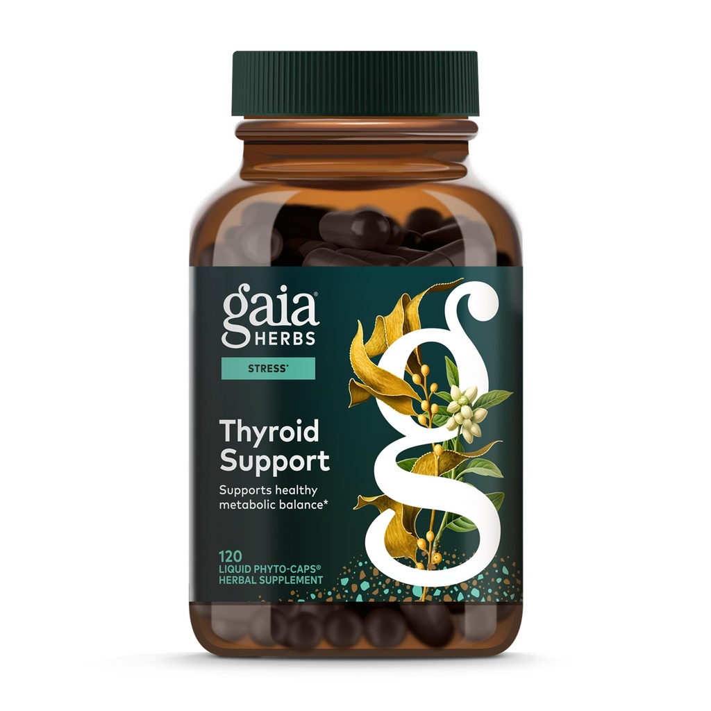 Gaia Herbs Thyroid Support - Made with Ashwagandha, Kelp, Brown Seaweed & Schisandra to Support Healthy Metabolic Balance & Ogólnie Well- Being * - 120 Vegan Liquid Phyto- Kapsułki (40-Day Supply)