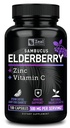 Zeal Naturals Max Siła Elderberry Kapsułki + Cynk + Witamina C 124; 500mg dla wsparcia układu immunologicznego z Black Sambucus Elderberry 124; 100 Hrabia 124; 3in-1 Wsparcie immunologiczne dla dorosłych