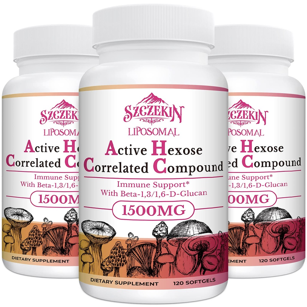 1500mg Liposomal Active Hexose Corerelated Supplement, 360 Soft żele Beta- Glukany z naturalnym Mushroom Extract, System immunologiczny, Wątroba Funkcje, Zachowanie T- Cell & Killer Cell Aktywność