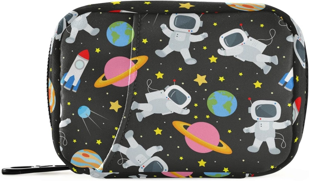 Space Travel Galaxy Astronauts Pill Box 7 dzień Pill Case Bag Travel Pill Organizer Bag z Zipper przenośny tygodniowy Case Compact Rozmiar dla posiadacza suplementu witaminy