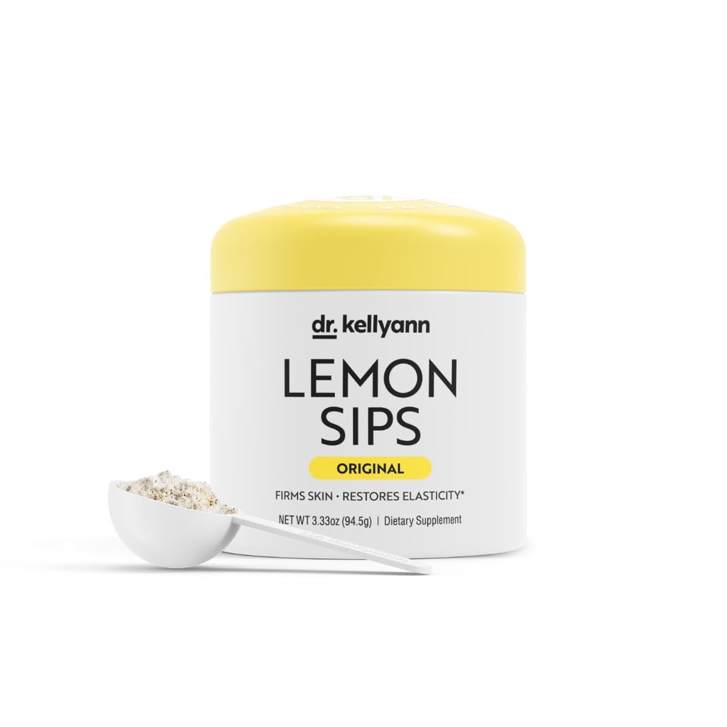 Dr Kellyann Lemon Sips, Citrus Drink Mix (21 Servings) Nawodniony, Detox, Revitalize, Sugar Free, Fat Free, Non GMO, Hydrates and Firms Skin (Lemon)