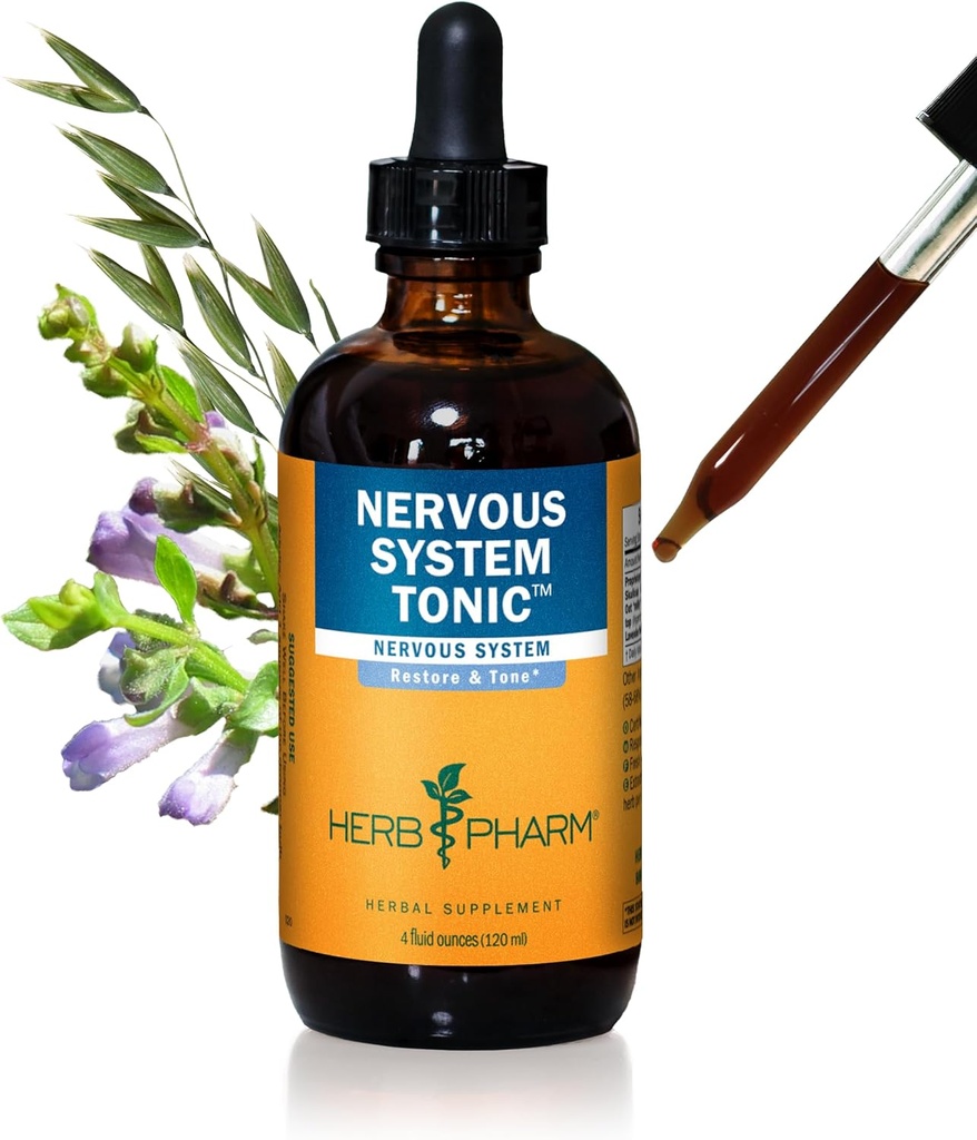 Herb Pharm Układ nerwowy Tonic ciecz Herbal Formuła wzmocnić i uspokoić układ nerwowy - 4 unce
