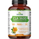 Zazzee High Potency CLA 3600, 180 Softgels, 3600 mg na serwowanie, Conjufared kwas linolowy z oleju szafranowego, Koncentrated and Standaryzed, 60 Day Supply, Non-GMO i Made in USA