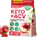 Jabłko Cider Gummies Ocet, Advanced ACV Gummy z probiotyki, BHB, B12 i Keto Support - Keto Acv Gummies dla Detox, Metabolizm, trawienie, Gut & Immune Health - Sugar Free, Wegan, 180 Liczby